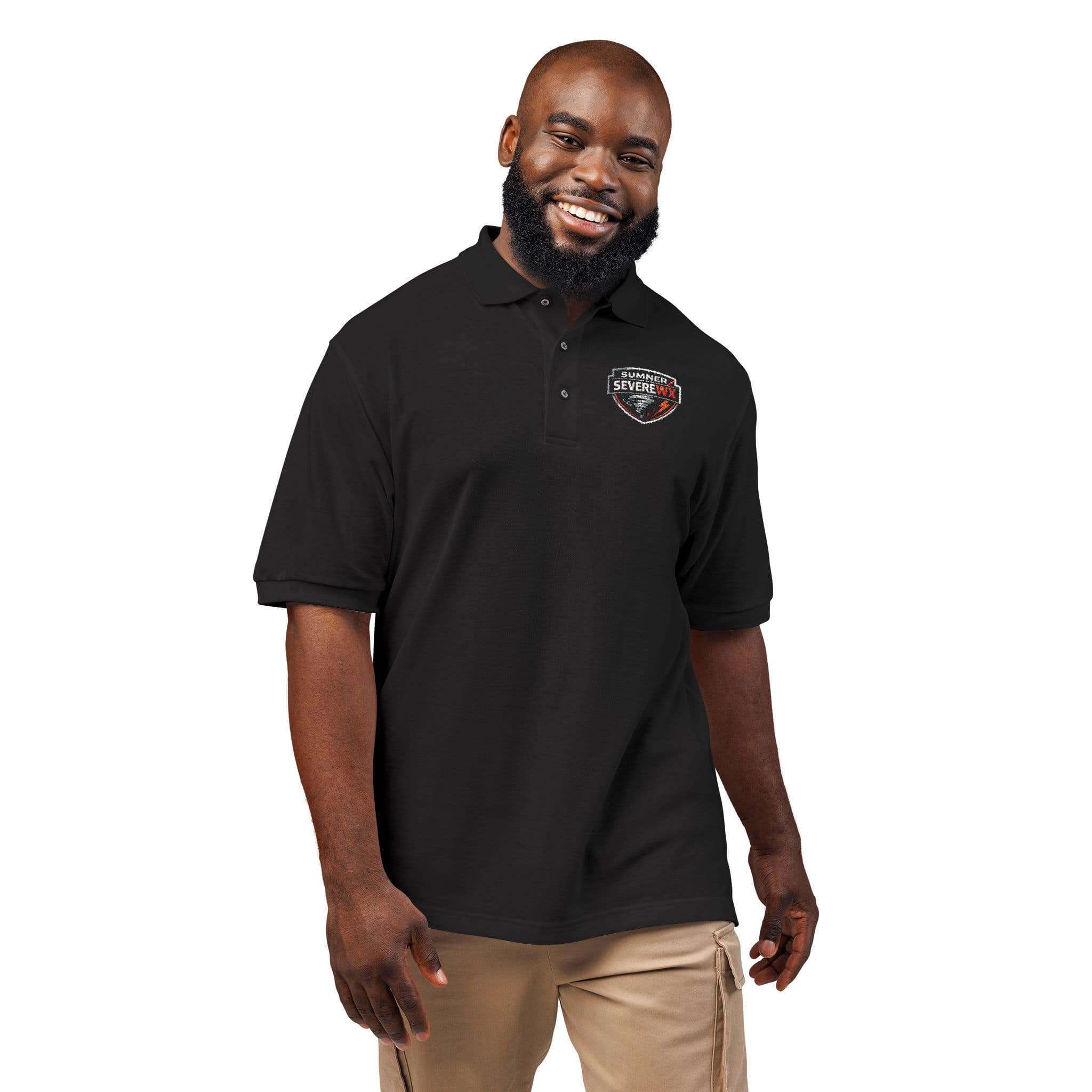 Embroidered Shield Polo: Classic Black Work & Team Shirt